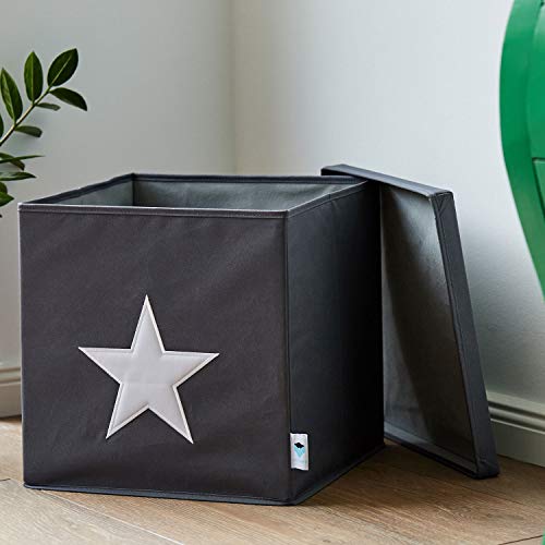 Store – Caja con Tapa, Gris con Estrella Blanca, MDF, IT 672203 almacenaje Reforzado, poliéster/MDF, 33 x 33 x 33 cm Store – Caja con Tapa, Gris con Estrella Blanca, MDF, IT 672203 almacenaje Reforzado, poliéster/MDF, 33 x 33 x 33 cm