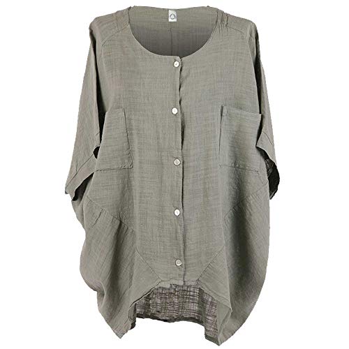 Storm Island Camisa Tipo túnica Italiana para Mujer, con Dobladillo en la Parte Delantera, Abierta, Estilo Lagenlook