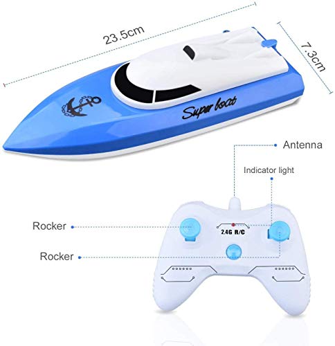 STOTOY Barco RC, Barco de con Control Remoto para Piscinas y Lagos, Mini Lancha Eléctrica de 2.4G HZ para Niños y Adultos, Bote a Motor de Simulación de Radiocontrol al Aire Libre