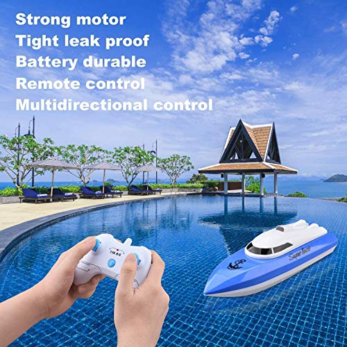 STOTOY Barco RC, Barco de con Control Remoto para Piscinas y Lagos, Mini Lancha Eléctrica de 2.4G HZ para Niños y Adultos, Bote a Motor de Simulación de Radiocontrol al Aire Libre