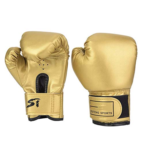 Strele Los Guantes de Boxeo de los niños de Color sólido, de una Sola Pieza de Esponja de compresión, protección Engrosado, Saco de Boxeo de los niños, Entrenamiento de Fuerza Guantes de la Lucha,Oro