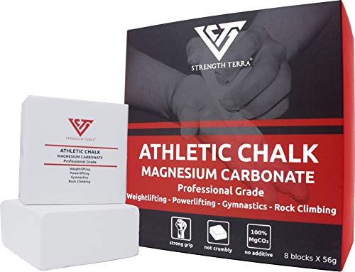 Strength Terra® 8 Bloques de Magnesio Atlético, 100% Carbonato de Magnesio, Gym Chalk, Fuerte Agarre de Manos, Levantamiento de Pesas, Powerlifting, Halterofilia, Crossfit, Escalada, Calistenia