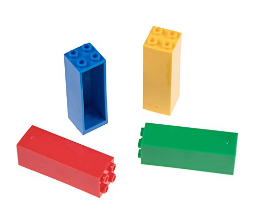 Strictly Briks Pack de 4 Bases con 30 Ladrillos separadores 2 x 2 - Construcción en Forma de Torre - Compatible con Todas Las Marcas - 15,24 x 15,24 cm - Amarillo, Rojo, Verde, Azul