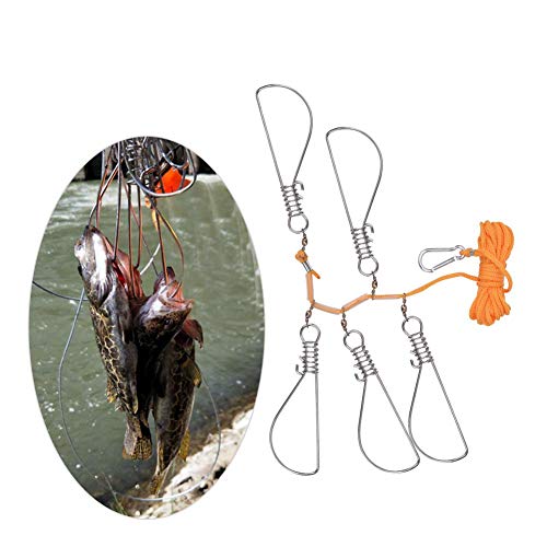 Stringer De Pesca De Alta Resistencia con 5 Broches De Bloqueo De Acero Inoxidable Y Cuerdas De Nylon Stringer De Pesca De Alta Resistencia con 5 Broches De Bloqueo De Acero Inoxidable Y Cuerdas De Nylon
