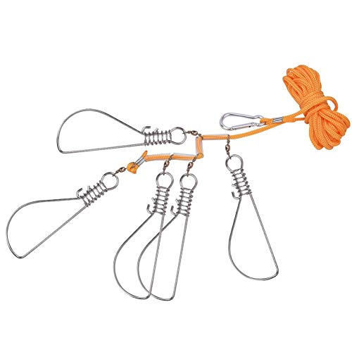Stringer De Pesca De Alta Resistencia con 5 Broches De Bloqueo De Acero Inoxidable Y Cuerdas De Nylon Stringer De Pesca De Alta Resistencia con 5 Broches De Bloqueo De Acero Inoxidable Y Cuerdas De Nylon