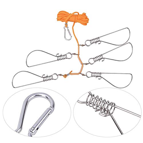 Stringer De Pesca De Alta Resistencia con 5 Broches De Bloqueo De Acero Inoxidable Y Cuerdas De Nylon