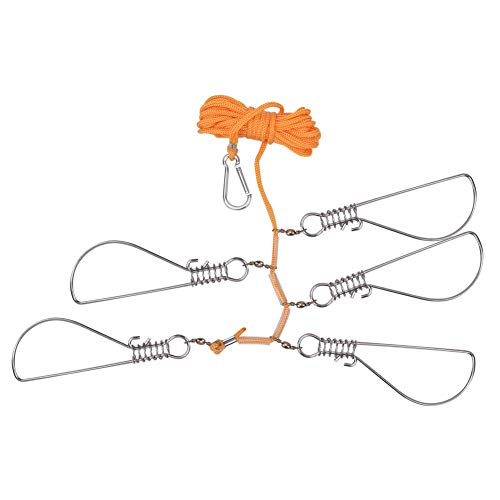 Stringer De Pesca De Alta Resistencia con 5 Broches De Bloqueo De Acero Inoxidable Y Cuerdas De Nylon