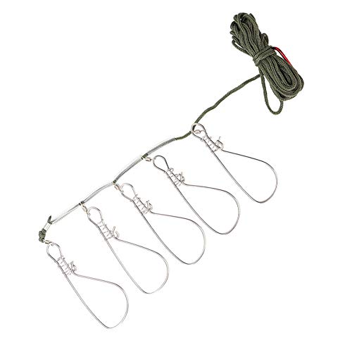 Stringer de Pesca, Stringer de Acero Inoxidable Yevenr Candado de Pesca Resistente Cuerda de Pesca Aparejos de Pesca para Exteriores