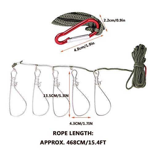 Stringer de Pesca, Stringer de Acero Inoxidable Yevenr Candado de Pesca Resistente Cuerda de Pesca Aparejos de Pesca para Exteriores Stringer de Pesca, Stringer de Acero Inoxidable Yevenr Candado de Pesca Resistente Cuerda de Pesca Aparejos de Pesca para Exteriores