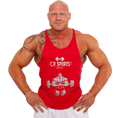 Stringer Tank Top – con culturista, steelysports, trägershirt C.P. Sports, todo el año, color - rojo, tamaño S