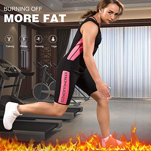 STRONGLIONESS ¡Faja Adelgazante! Traje Sauna De Neopreno Moldeador De Figura Mujer Quema Grasa Suda 3 Veces Mas! Body Shaper Rosa Y Negro S, M, L, XL, XXL Fitness y Deportes (Negro, XL)