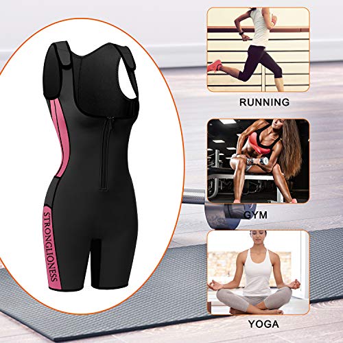 STRONGLIONESS ¡Faja Adelgazante! Traje Sauna De Neopreno Moldeador De Figura Mujer Quema Grasa Suda 3 Veces Mas! Body Shaper Rosa Y Negro S, M, L, XL, XXL Fitness y Deportes (Negro, XL)