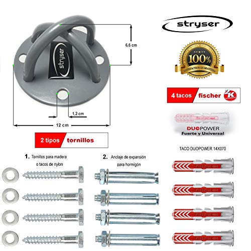 Stryser Maxbolt Anclaje de Pared Soporte de Techo para Entrenamiento en suspensión Trainer Cintas elásticas musculación Fitness Cuerdas Crossfit Incluye Tornillos con Tacos Stryser Maxbolt Anclaje de Pared Soporte de Techo para Entrenamiento en suspensión Trainer Cintas elásticas musculación Fitness Cuerdas Crossfit Incluye Tornillos con Tacos