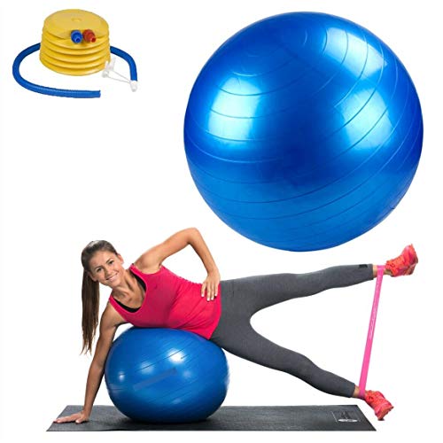 SturdyFoot - Pelota de Ejercicio antiexplosión y Extra Gruesa, Bola Suiza con Bomba, Bola de Nacimiento para Yoga, Pilates, Fitness, Embarazo y Trabajo, Color Azul, tamaño 85 cm