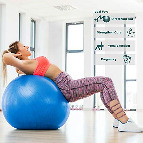 SturdyFoot - Pelota de Ejercicio antiexplosión y Extra Gruesa, Bola Suiza con Bomba, Bola de Nacimiento para Yoga, Pilates, Fitness, Embarazo y Trabajo, Color Azul, tamaño 85 cm SturdyFoot - Pelota de Ejercicio antiexplosión y Extra Gruesa, Bola Suiza con Bomba, Bola de Nacimiento para Yoga, Pilates, Fitness, Embarazo y Trabajo, Color Azul, tamaño 85 cm