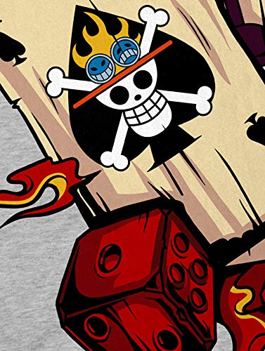 style3 One Ace Camiseta para Hombre T-Shirt Poker Piece Sombreros Anime Manga, Talla:M, Color:Gris Brezo