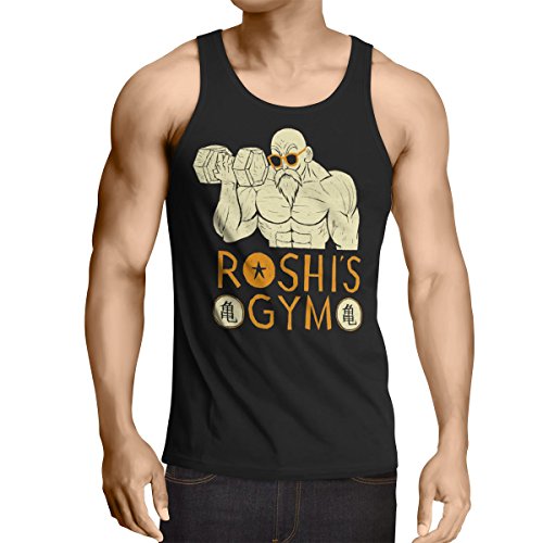 style3 Roshi Dragon Master Camiseta de Tirantes para Hombre Tank Top Turtle Ball, Talla:M