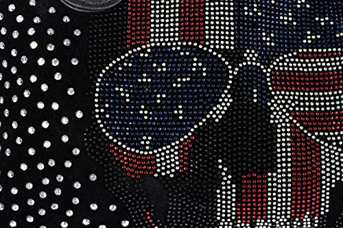 styleBREAKER Bolso de bolos para mujer con aplicación de piedras de cristal en el cráneo de USA, Bolso de mano 02012315, color:Negro styleBREAKER Bolso de bolos para mujer con aplicación de piedras de cristal en el cráneo de USA, Bolso de mano 02012315, color:Negro