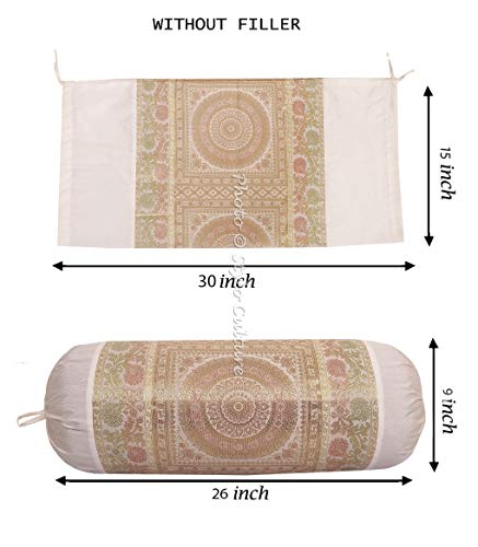 Stylo Culture Polidupion Étnica Cilíndrica Fundas De Almohadas 70x40 Yoga Decorativo Fundas para Almohada Bolster Covers Blanco Brocado Jacquard Mandala Grande For Sofa (1 Pc)