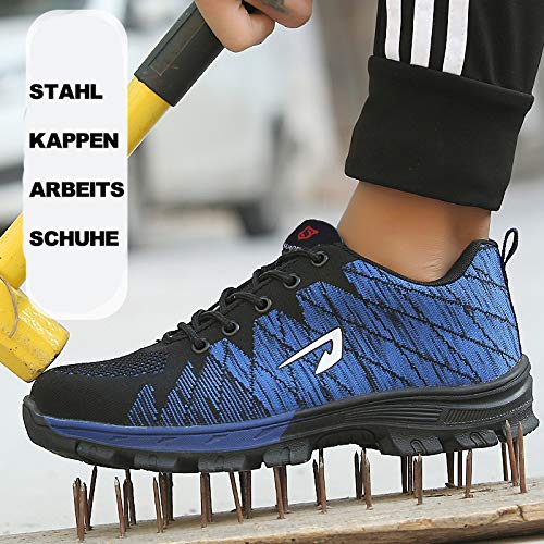 SUADEX Mujer Hombre Zapatillas de Seguridad Punta de Acero Camuflaje Zapatos de Trabajo Entrenador Unisex Zapatillas de Senderismo con Cordones Ligeras