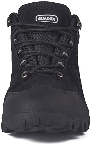 SUADEX Zapatos de seguridad para hombre, ligeros, antideslizantes, transpirables, con puntera de acero, color Negro, talla 43 EU