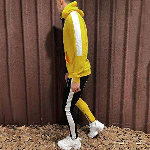 Subfamily Conjunto de Pantalones de Suéter con Cremallera y Paneles de Manga Larga con Bolsillo para Hombres, Patchwork Cremallera Sudadera Top Pantalones Conjuntos Traje Deportivo Chándal Amarillo M Subfamily Conjunto de Pantalones de Suéter con Cremallera y Paneles de Manga Larga con Bolsillo para Hombres, Patchwork Cremallera Sudadera Top Pantalones Conjuntos Traje Deportivo Chándal Amarillo M