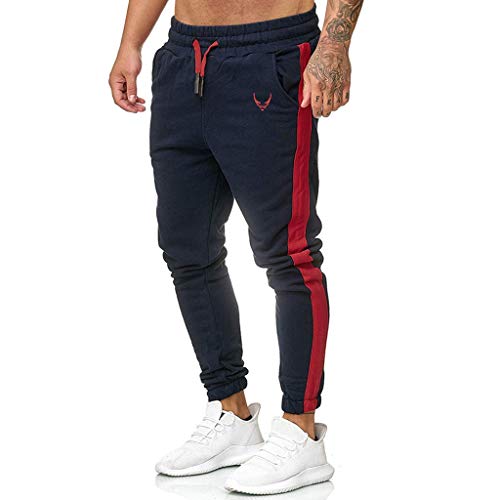 Subfamily Pantalón Deportivo Casual para Hombre, Moda Casual Deportes Al Aire Libre Correr Cordón Imprimir Pantalones Largos Armada XL