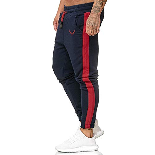 Subfamily Pantalón Deportivo Casual para Hombre, Moda Casual Deportes Al Aire Libre Correr Cordón Imprimir Pantalones Largos Armada XL