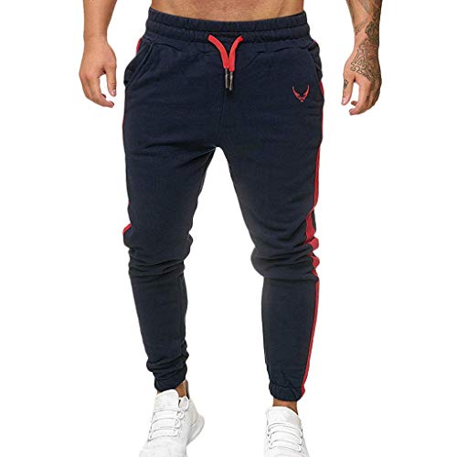 Subfamily Pantalón Deportivo Casual para Hombre, Moda Casual Deportes Al Aire Libre Correr Cordón Imprimir Pantalones Largos Armada XL