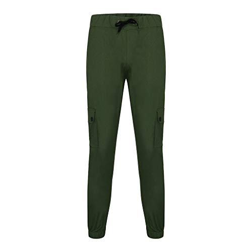 Subfamily Pantalones de Herramientas Deportivas Casuales Multibolsillos de Color Liso para Hombre Azul Marino Pocket Overol Casual Pocket Sport Work Pantalones de Pantalón Casuales Ejercito Verde XL