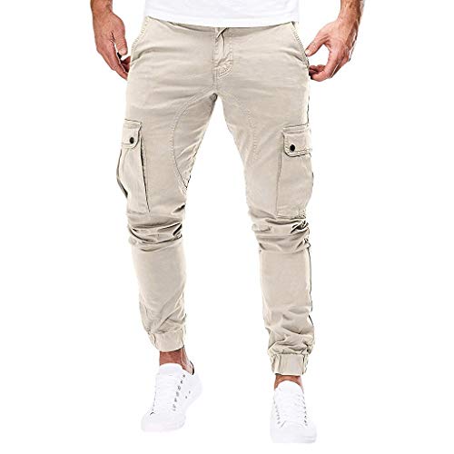 Subfamily Pantalones de Herramientas Deportivas Casuales Multibolsillos de Color Liso para Hombre Azul Marino Pocket Overol Casual Pocket Sport Work Pantalones de Pantalón Casuales Caqui XXL