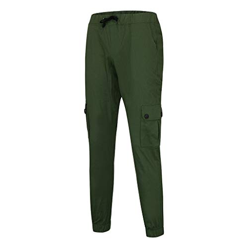 Subfamily Pantalones de Herramientas Deportivas Casuales Multibolsillos de Color Liso para Hombre Azul Marino Pocket Overol Casual Pocket Sport Work Pantalones de Pantalón Casuales Ejercito Verde XL