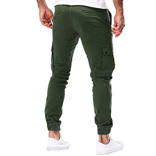 Subfamily Pantalones de Herramientas Deportivas Casuales Multibolsillos de Color Liso para Hombre Azul Marino Pocket Overol Casual Pocket Sport Work Pantalones de Pantalón Casuales Ejercito Verde XL