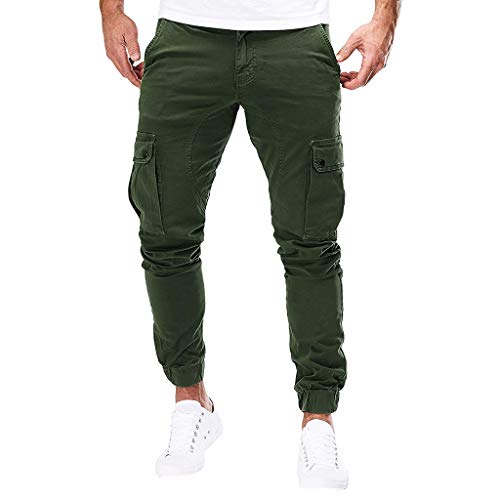 Subfamily Pantalones de Herramientas Deportivas Casuales Multibolsillos de Color Liso para Hombre Azul Marino Pocket Overol Casual Pocket Sport Work Pantalones de Pantalón Casuales Ejercito Verde XL