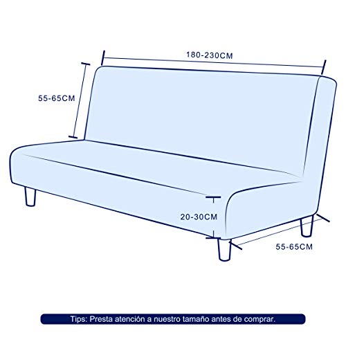 subrtex Funda Sofa Cama sin Brazos Clic Clac Elastica Fundas de Sofa sin Reposabrazos Apoyabrazos Ajustable Anti Arañazos (Cream)