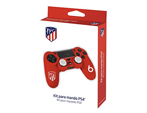 Subsonic Funda Protectora de Silicona para Mando PS4 - Carcasa Blanda Antideslizante con Thumb Grips Caps de precisión joysticks + CYP Set 2 Pulseras de Silicona Talla Infantil Atlético de Madrid