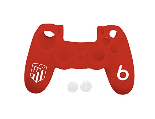 Subsonic Funda Protectora de Silicona para Mando PS4 - Carcasa Blanda Antideslizante con Thumb Grips Caps de precisión joysticks + CYP Set 2 Pulseras de Silicona Talla Infantil Atlético de Madrid