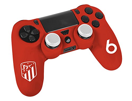 Subsonic Funda Protectora de Silicona para Mando PS4 - Carcasa Blanda Antideslizante con Thumb Grips Caps de precisión joysticks + CYP Set 2 Pulseras de Silicona Talla Infantil Atlético de Madrid