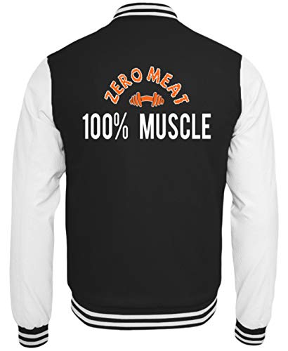 Sudadera College Zero Meat, 100% Muscle. Carne Cero, 100% músculos. - Diseño Sencillo y Divertido. Blanco y Negro XS