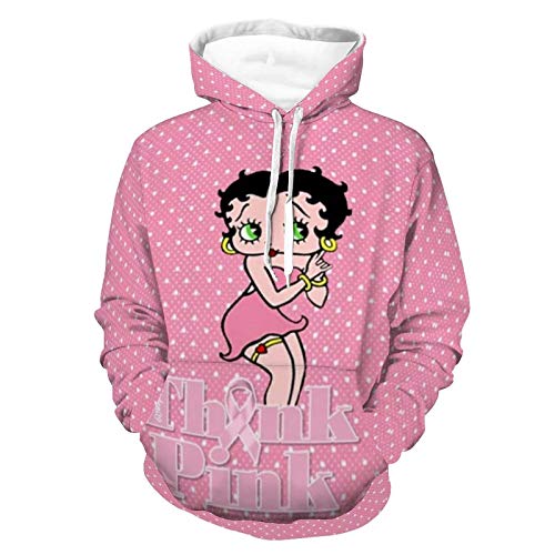 Sudadera con Capucha Betty Boop Pink Whiite con Estampado Completo para Hombre, suéter de Manga Larga con Capucha y patrón de Moda 2XL Sudadera con Capucha Betty Boop Pink Whiite con Estampado Completo para Hombre, suéter de Manga Larga con Capucha y patrón de Moda 2XL