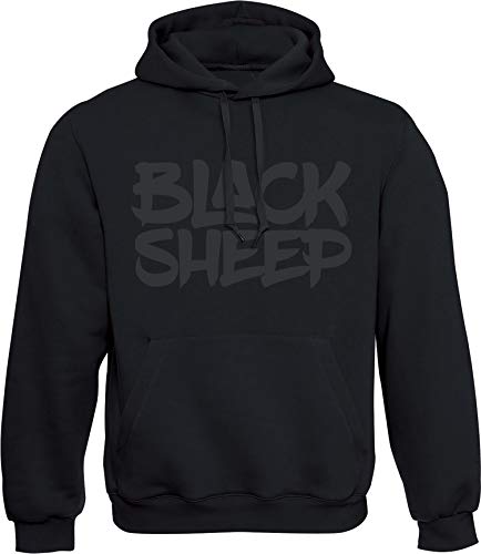 Sudadera con Capucha: Black Sheep - Oveja Negra - Regalo-s Hombre y Mujer - Sweat-Shirt Hoodie Hip Hop Rap - Gángster - Biker Auto Coche Moto Deporte - MMA Combate - USA -Cárcel (XXL)