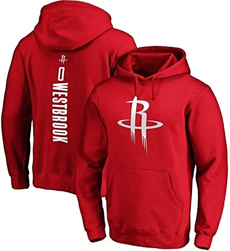 Sudadera con Capucha de Baloncesto de los Hombres, Houston Rockets Russell Westbrook # 0 pulóver Sudadera Suelta de Entrenamiento de Manga Larga S-3XL (Color : B, Size : Large)