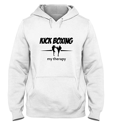 Sudadera con Capucha para Hombre Blanca WTC1327 Kick Boxing my Therapy