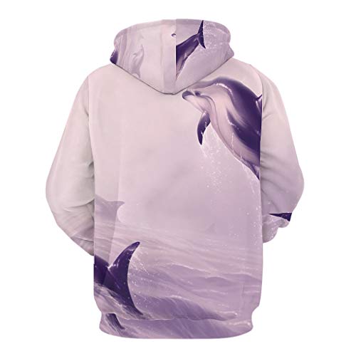 Sudadera con capucha para hombre con diseño de delfín de fantasía, manga larga, con bolsillos blanco S