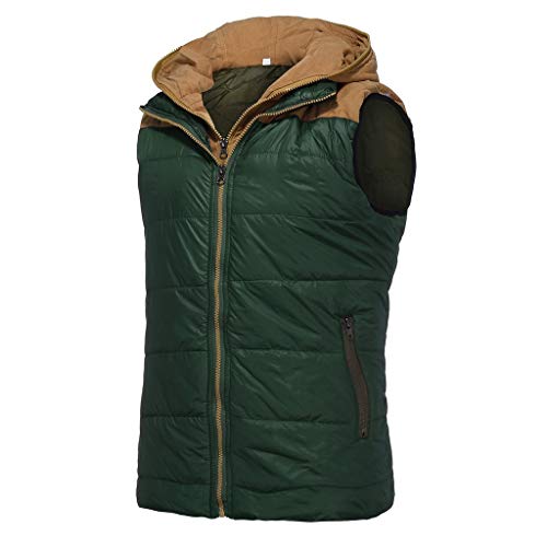 Sudadera con Capucha para Hombre Otoño Invierno Cremallera Calor Chalecos Sin Mangas De Plumas Chaquetas Algodón Talla Grande Abrigo con Capucha Grueso y Cálido riou