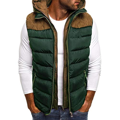 Sudadera con Capucha para Hombre Otoño Invierno Cremallera Calor Chalecos Sin Mangas De Plumas Chaquetas Algodón Talla Grande Abrigo con Capucha Grueso y Cálido riou