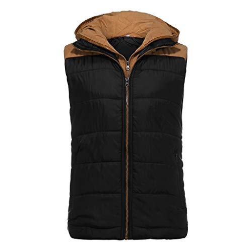 Sudadera con Capucha para Hombre Otoño Invierno Cremallera Calor Chalecos Sin Mangas De Plumas Chaquetas Algodón Talla Grande Abrigo con Capucha Grueso y Cálido riou