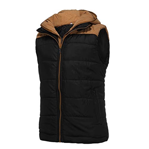 Sudadera con Capucha para Hombre Otoño Invierno Cremallera Calor Chalecos Sin Mangas De Plumas Chaquetas Algodón Talla Grande Abrigo con Capucha Grueso y Cálido riou