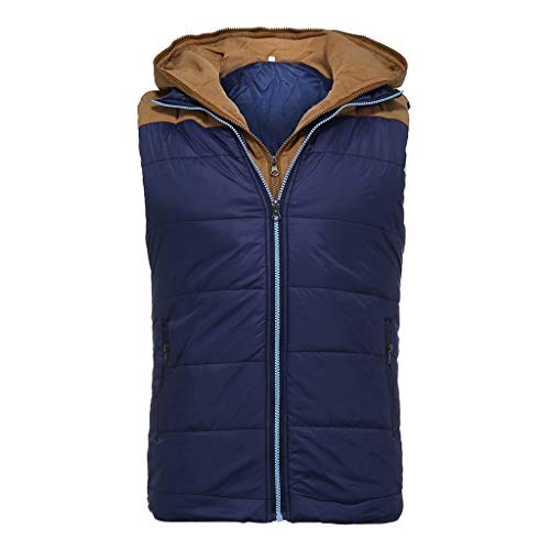 Sudadera con Capucha para Hombre Otoño Invierno Cremallera Calor Chalecos Sin Mangas De Plumas Chaquetas Algodón Talla Grande Abrigo con Capucha Grueso y Cálido riou