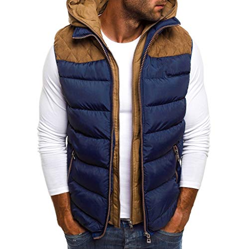 Sudadera con Capucha para Hombre Otoño Invierno Cremallera Calor Chalecos Sin Mangas De Plumas Chaquetas Algodón Talla Grande Abrigo con Capucha Grueso y Cálido riou